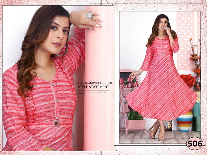 Riyaa Icy 1 Rayon Printed Fancy Daily Wear Anarkali Kurti Collection